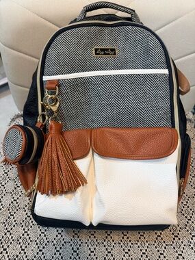 Itzy Ritzy Coffee & Cream Diaper Bag - Black, White & Tan